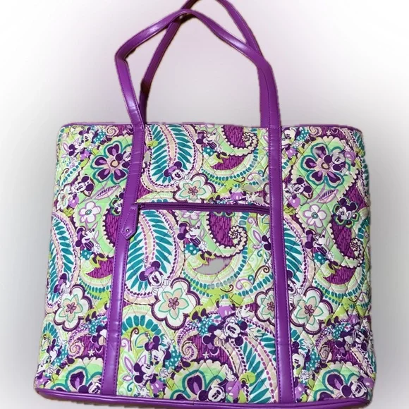 Vera Bradley Disney Mickey Tote Plums Up Large - Picture 2 of 11